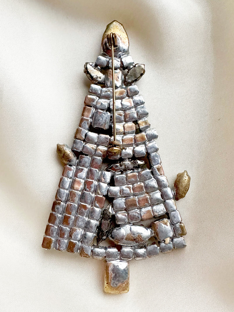 Kristalglazen kerstboombroche met uraniumglas