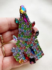 Kristalglazen kerstboombroche met uraniumglas