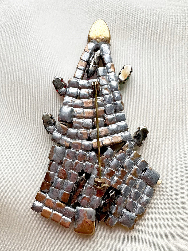 Kristalglazen kerstboombroche met uraniumglas