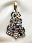 Kristalglazen kerstboombroche met antraciet piek