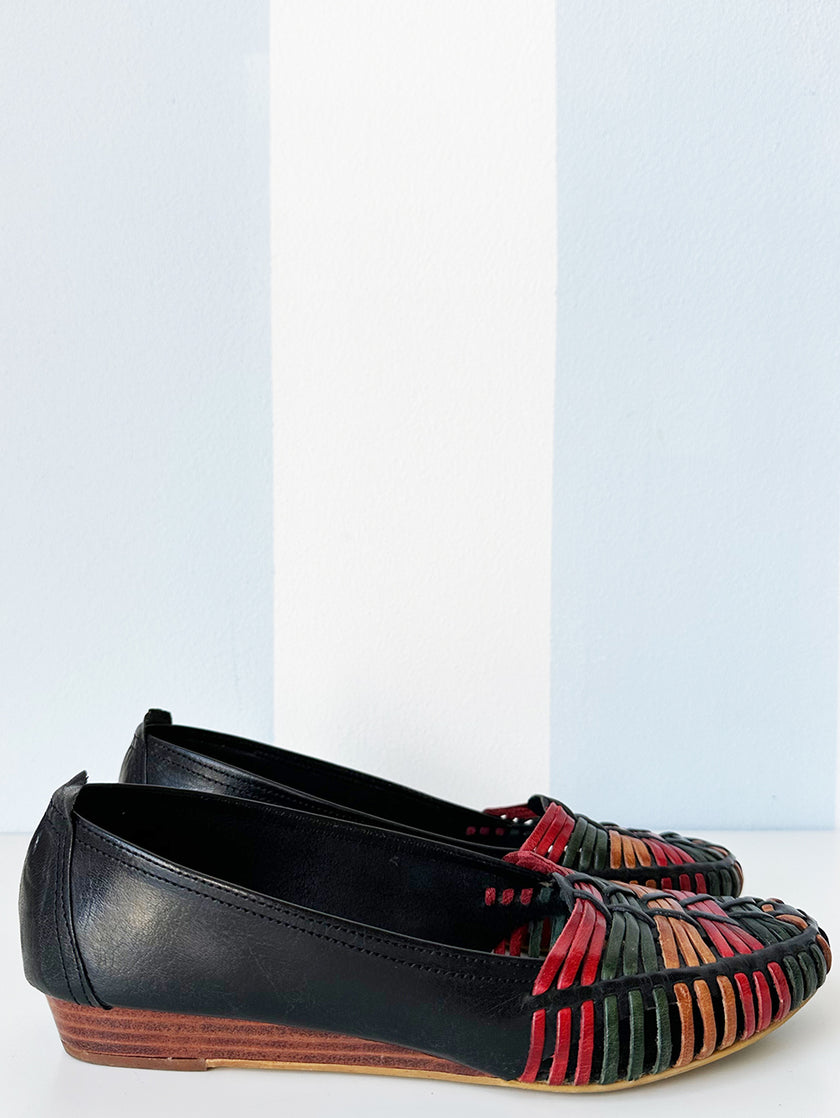 Gevlochten leren instappers