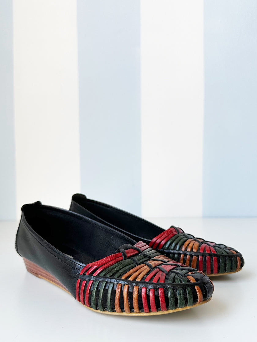 Gevlochten leren instappers