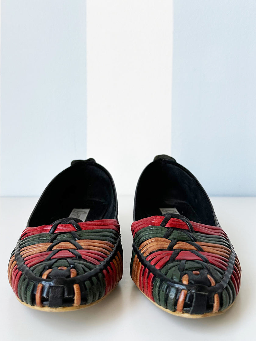 Gevlochten leren instappers