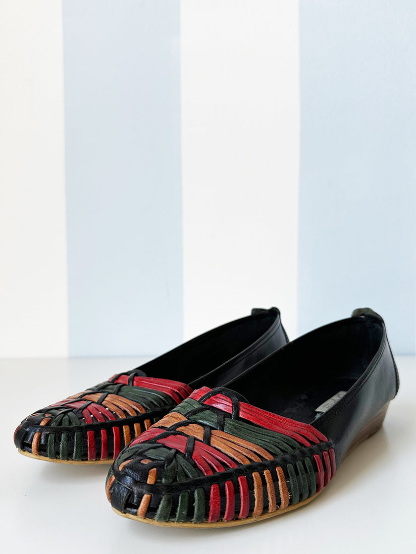 Gevlochten leren instappers