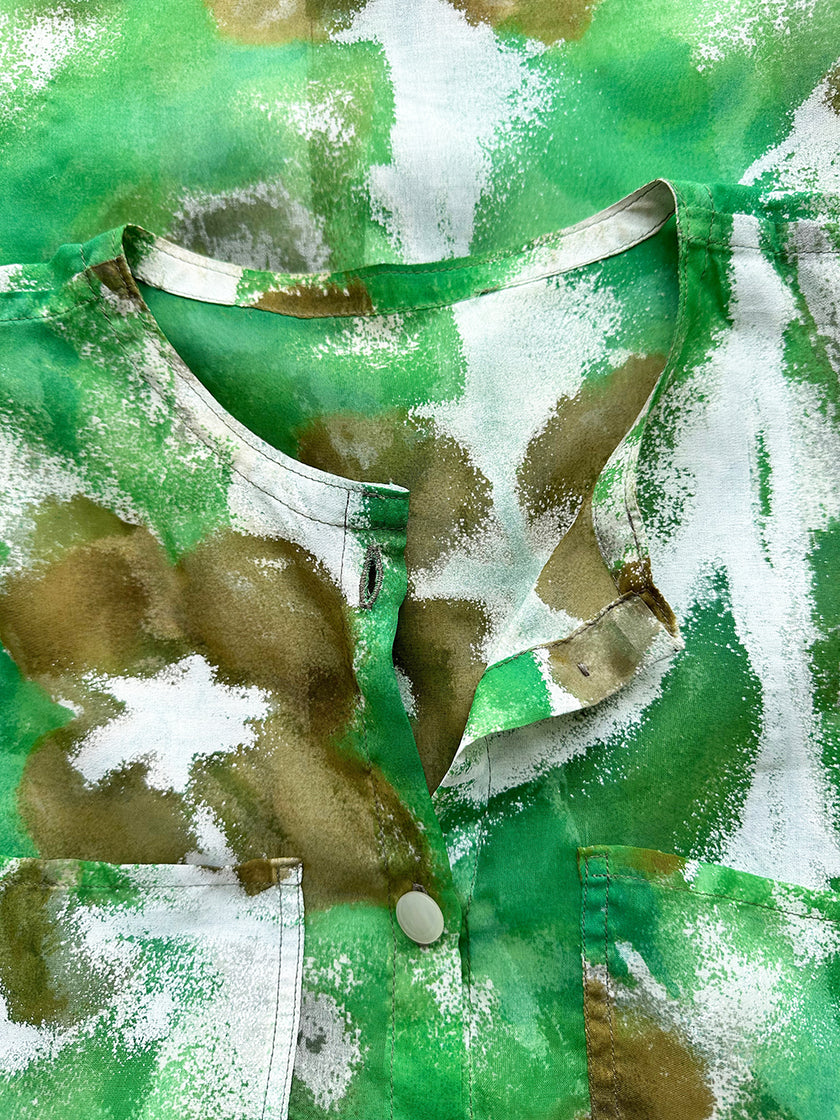 Groene transparante printblouse