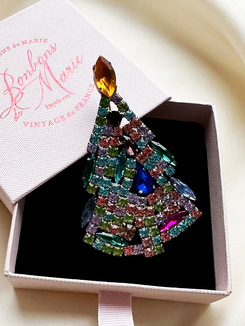 Kristalglazen kerstboombroche met oranje piek