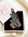 Kristalglazen kerstboombroche met uraniumglas