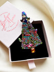 Kristalglazen kerstboombroche met uraniumglas