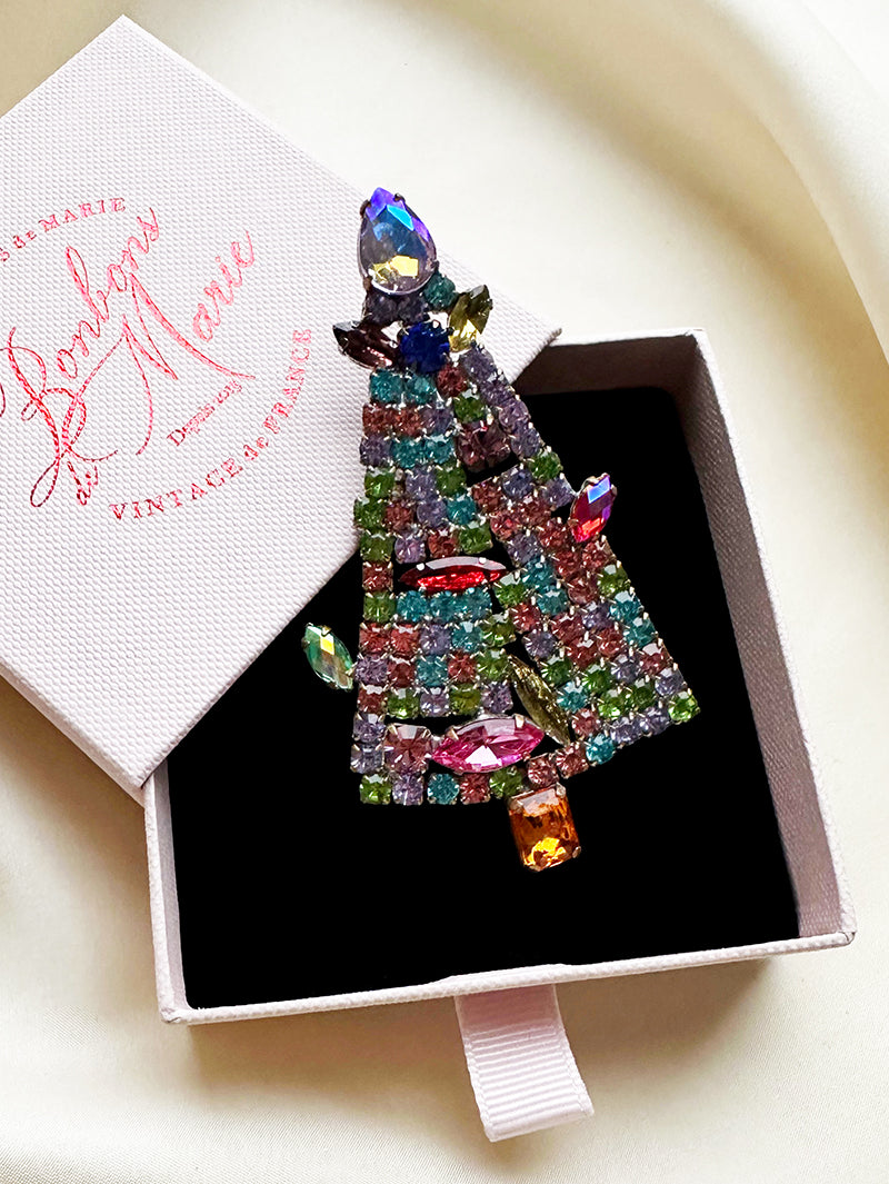 Kristalglazen kerstboombroche met uraniumglas