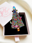 Kristalglazen kerstboombroche met uraniumglas