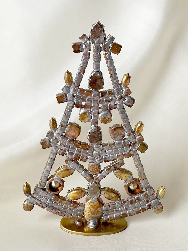 Kristalglazen oranje/roze staande kerstboom met uraniumglas