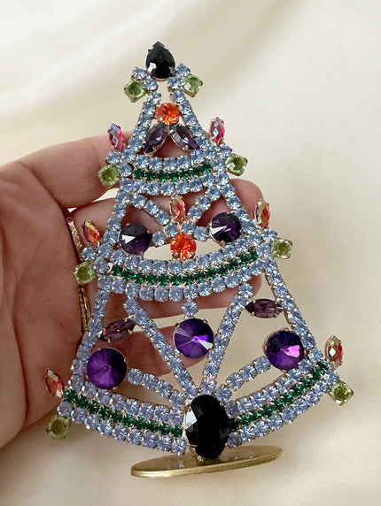 Kristalglazen staande kerstboom met uraniumglas