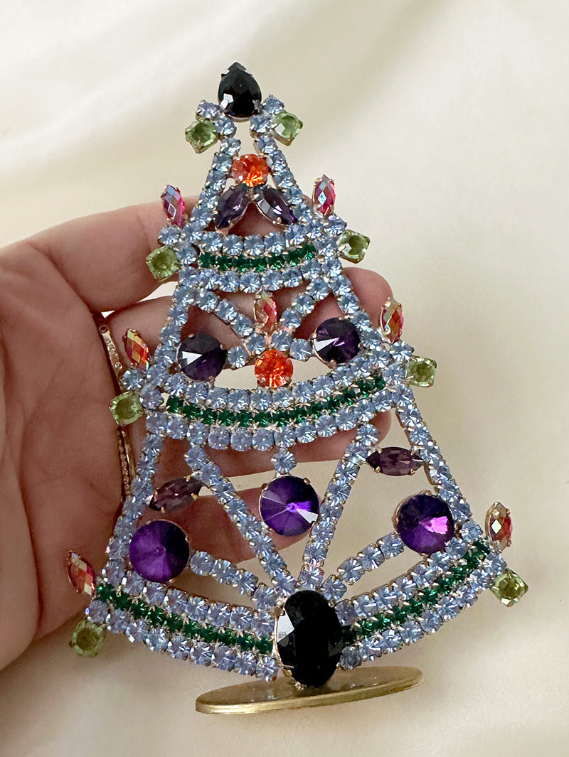 Kristalglazen staande kerstboom met uraniumglas