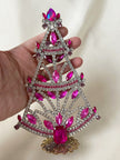 Fuchsia/witte kristalglazen staande kerstboom