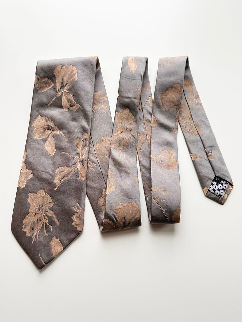 IJsblauwe floral designer stropdas