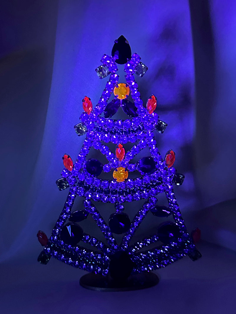 Kristalglazen staande kerstboom met uraniumglas