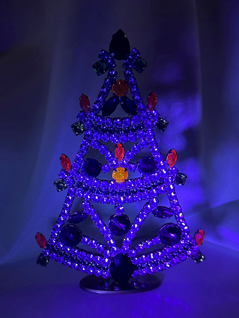 Kristalglazen staande kerstboom met uraniumglas