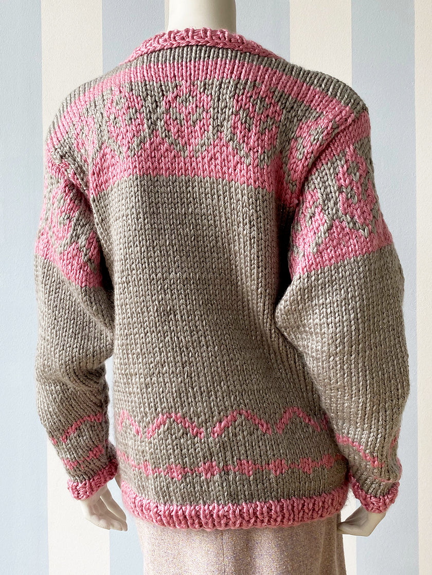 Roze & grijze trui met lurex