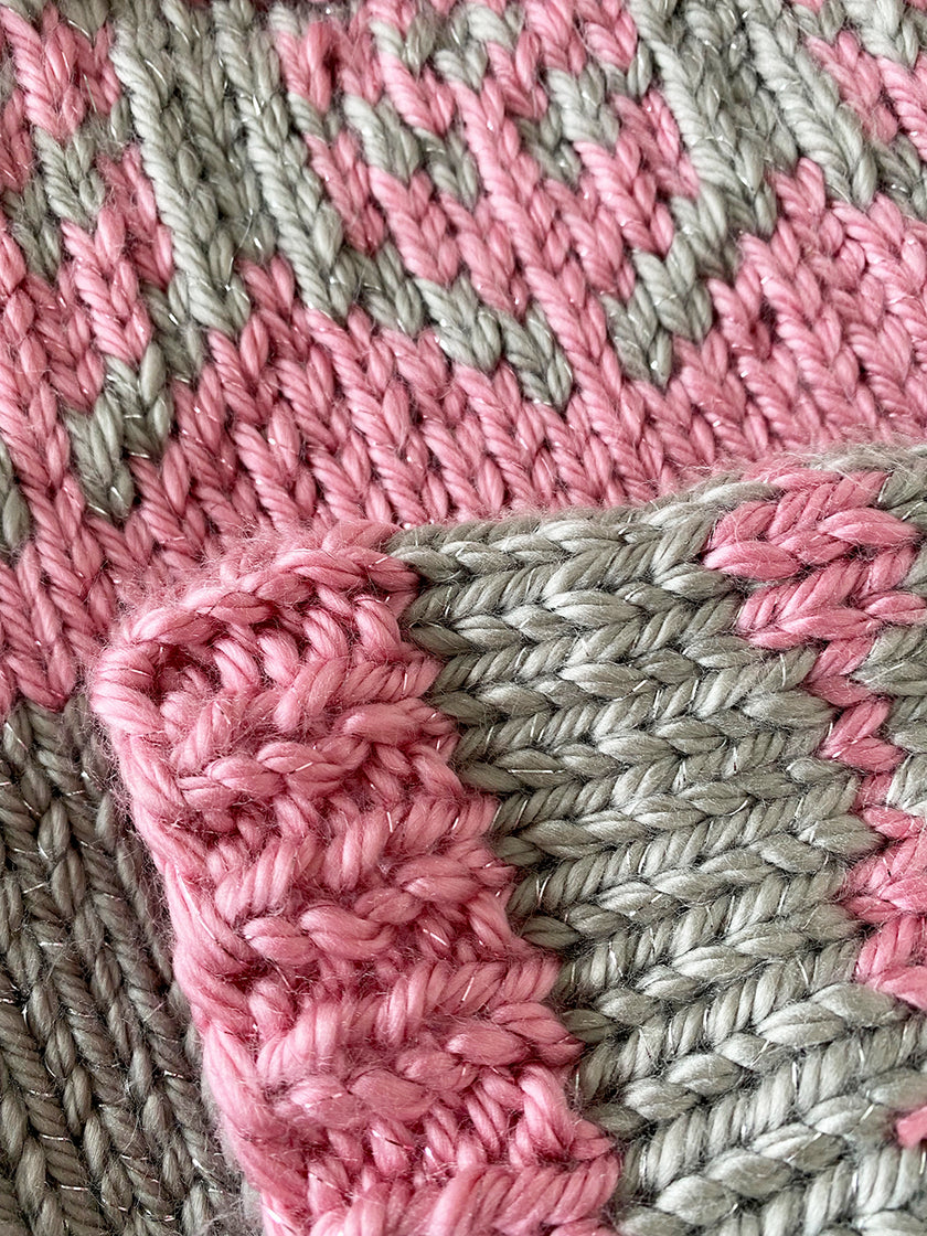 Roze & grijze trui met lurex