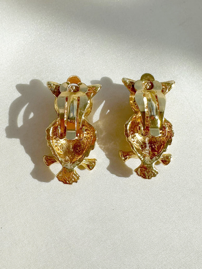 Geëmailleerde uiltjes clip oorbellen