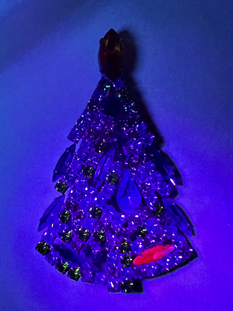 Kristalglazen kerstboombroche met oranje piek