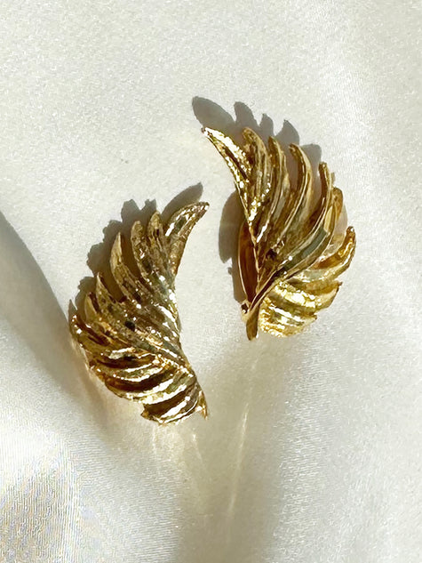 Gouden vleugel clip oorbellen
