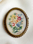 Franse broche met handgeschilderd bloemenboeket