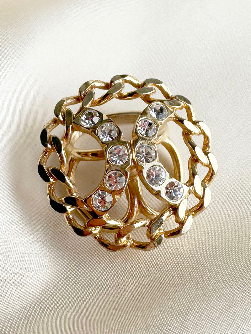 Vergulde sjaalring met strass