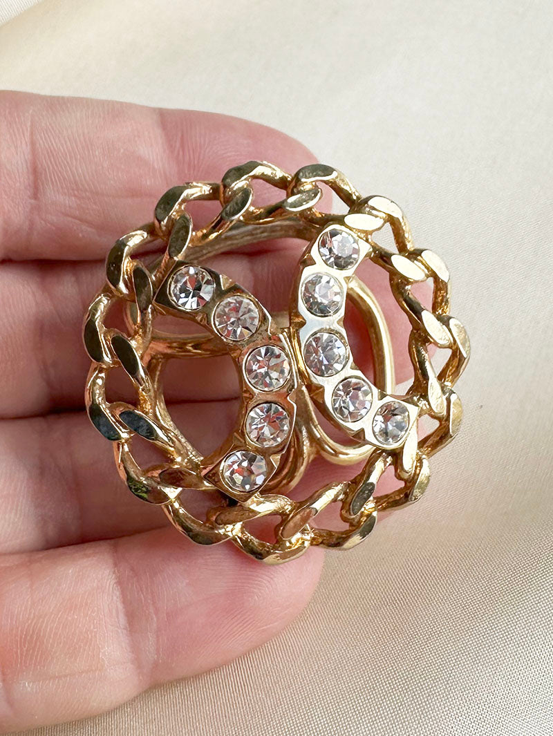 Vergulde sjaalring met strass