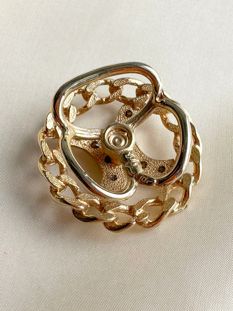 Vergulde sjaalring met strass