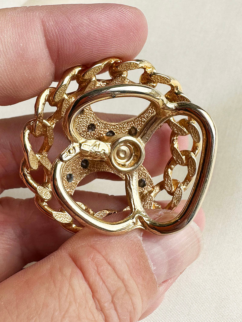Vergulde sjaalring met strass