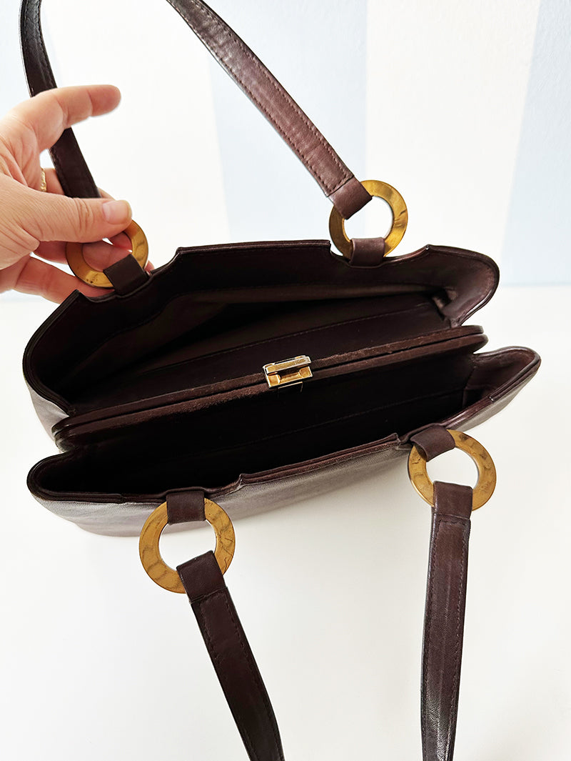 Bruine leren handtas