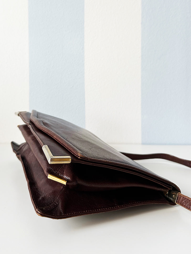 Bruine leren schoudertas