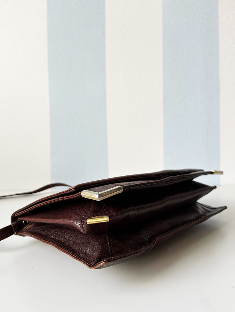 Bruine leren schoudertas