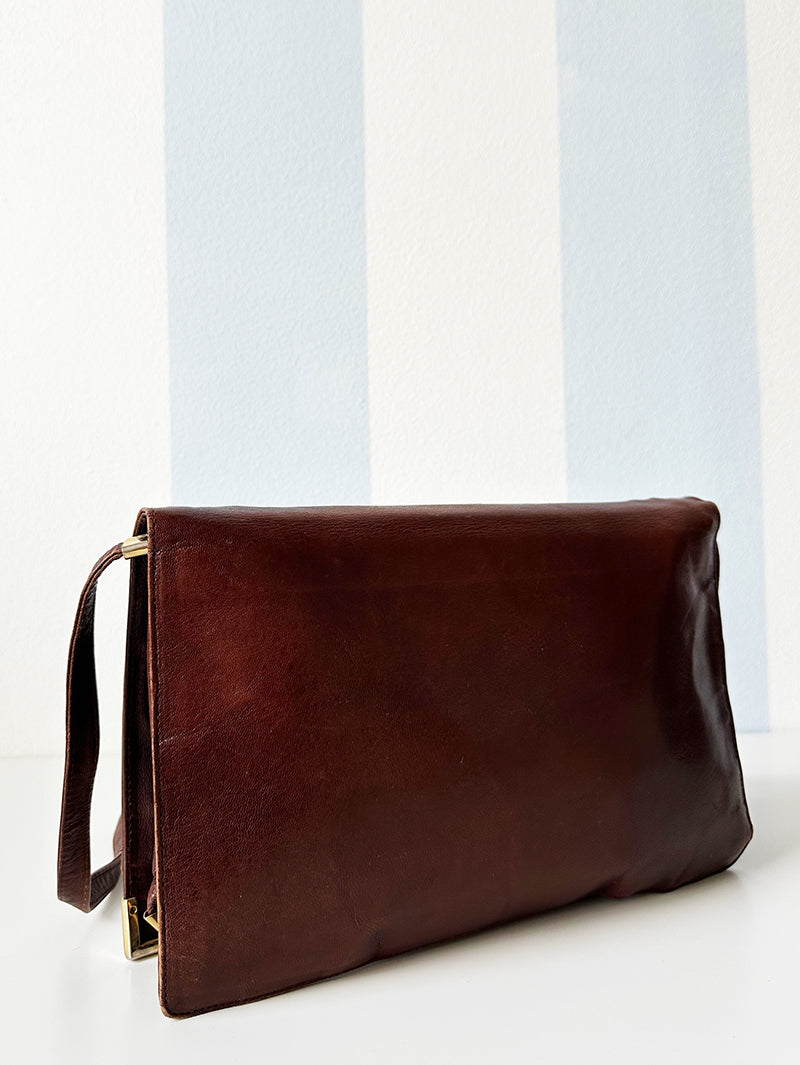 Bruine leren schoudertas