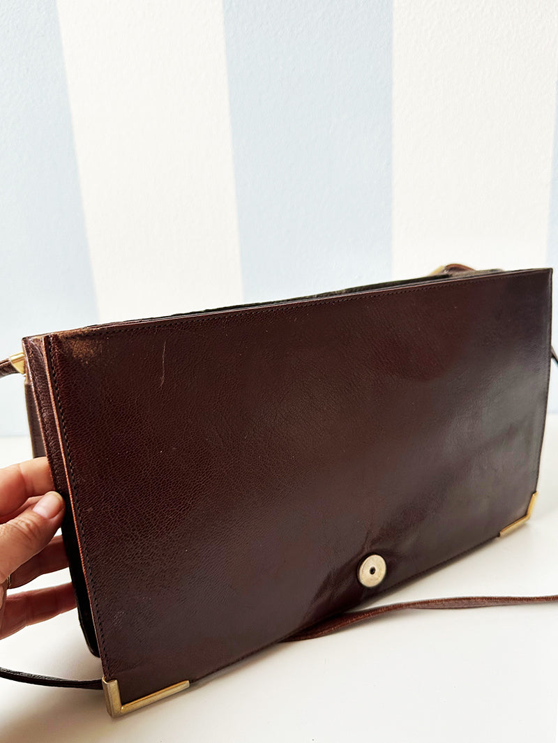 Bruine leren schoudertas