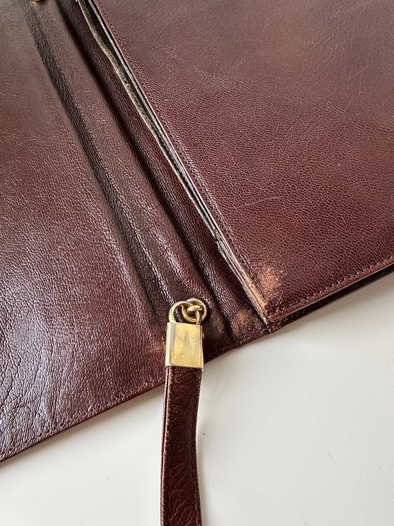 Bruine leren schoudertas