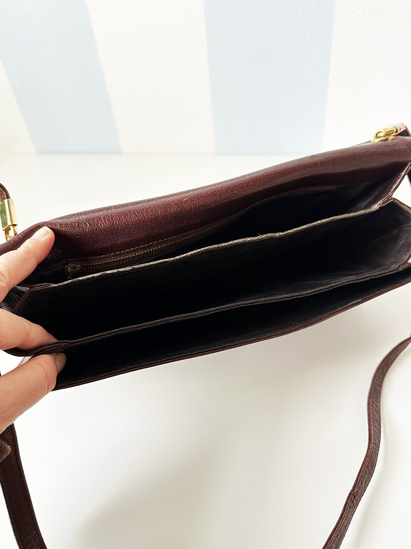 Bruine leren schoudertas