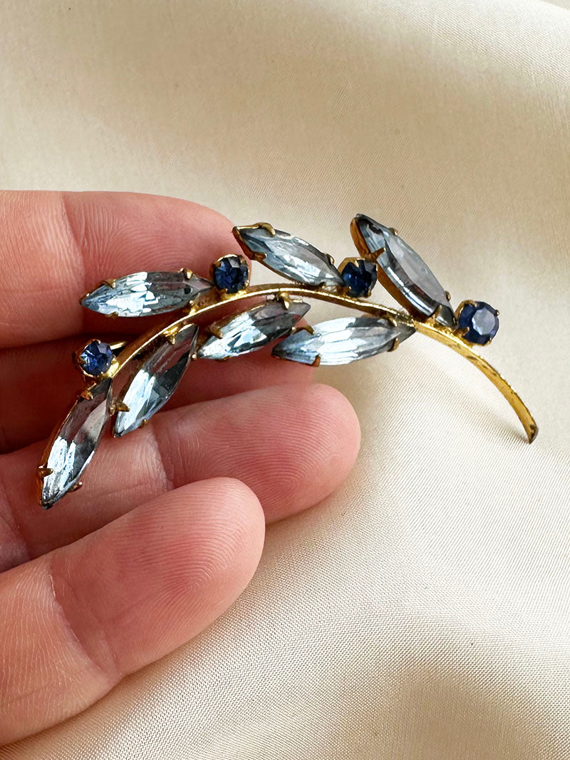 50s blauwe strass broche