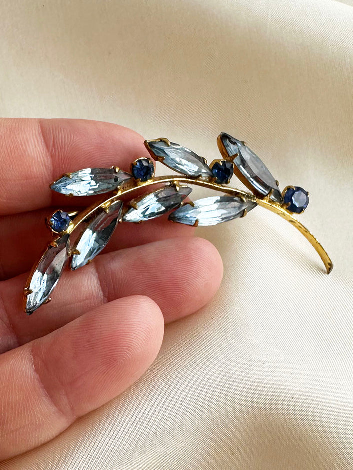 50s blauwe strass broche