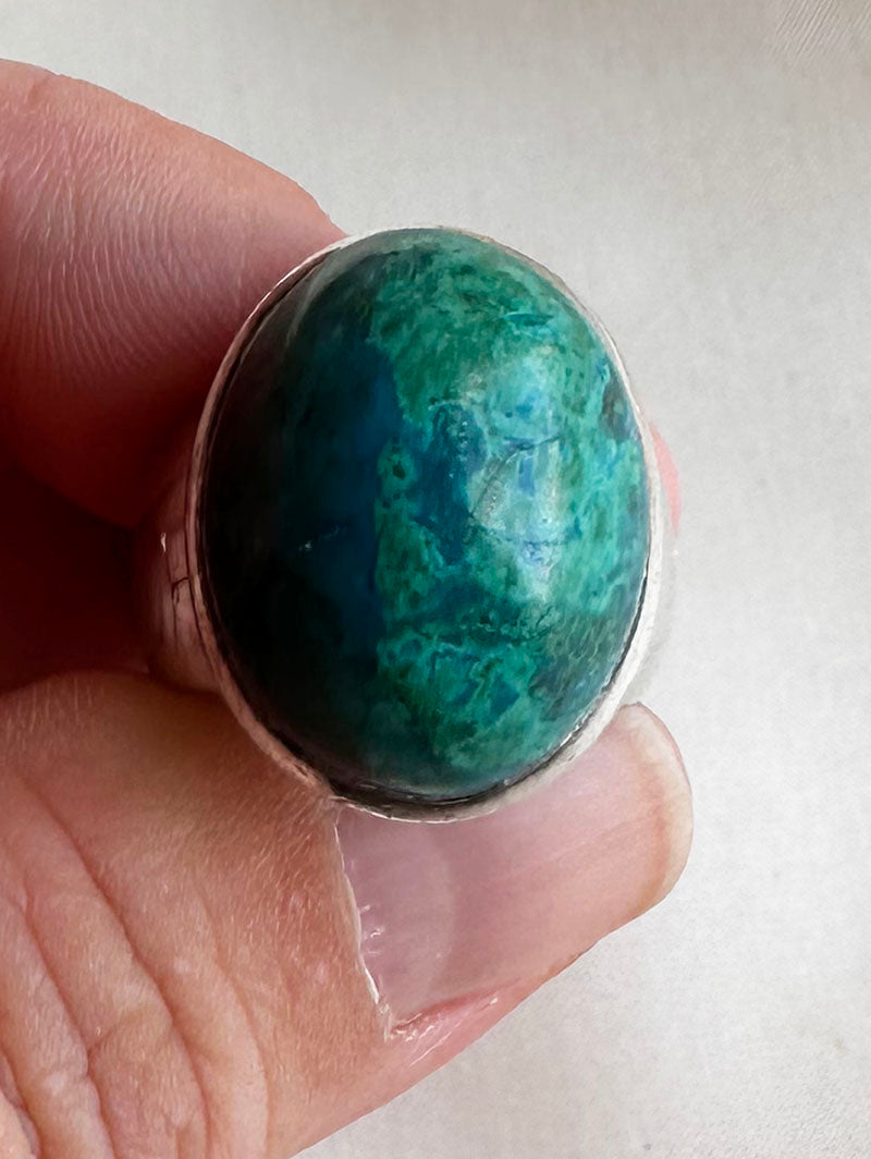 Zilveren ring met chrysocolla
