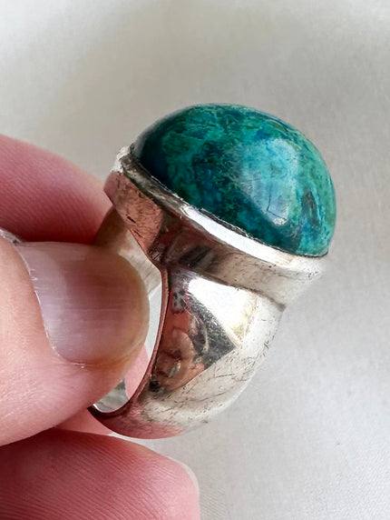 Zilveren ring met chrysocolla