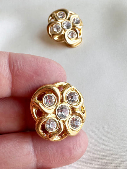Gouden strass clip oorbellen
