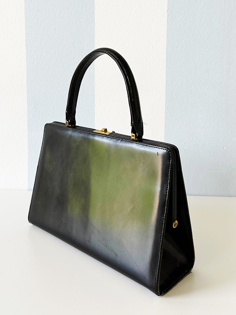 Zwarte leren 50s handtas