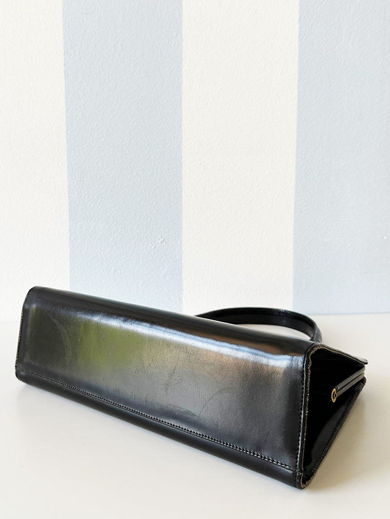 Zwarte leren 50s handtas