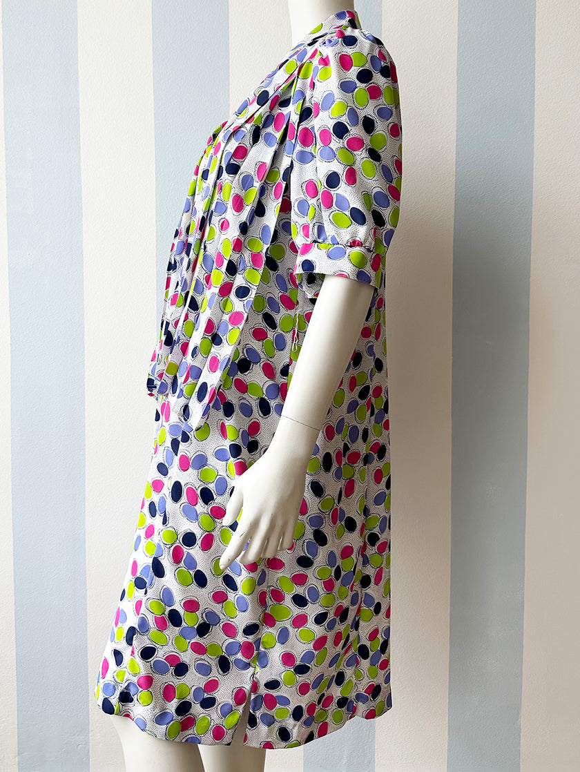 Vintage printjurk met geplisseerde sjaal