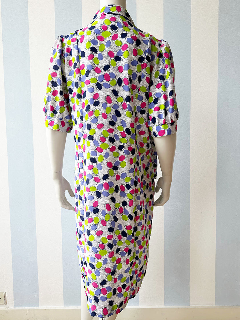 Vintage printjurk met geplisseerde sjaal