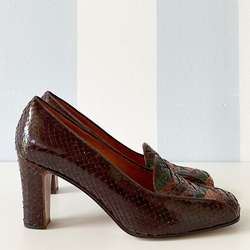 Slangenleren 70s pumps