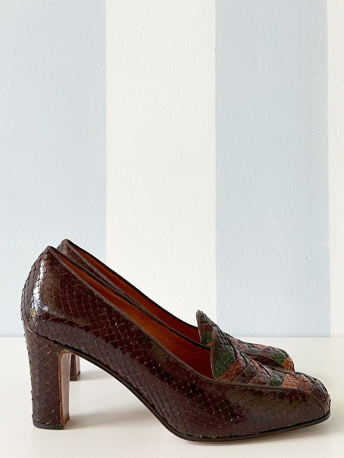 Slangenleren 70s pumps