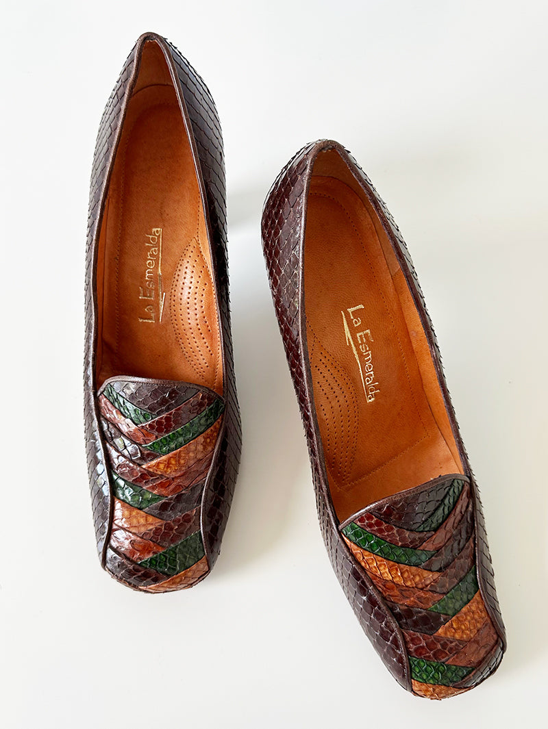 Slangenleren 70s pumps